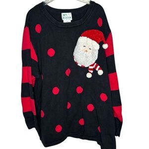 Quaker Factory Black/Red Polka Dot Ugly Christmas Sweater. Size 3X.